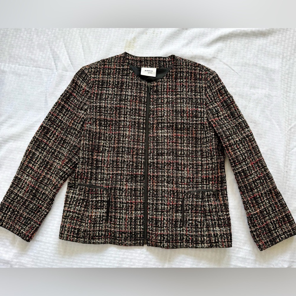 Akris Punto Black and Red Tweed Blazer